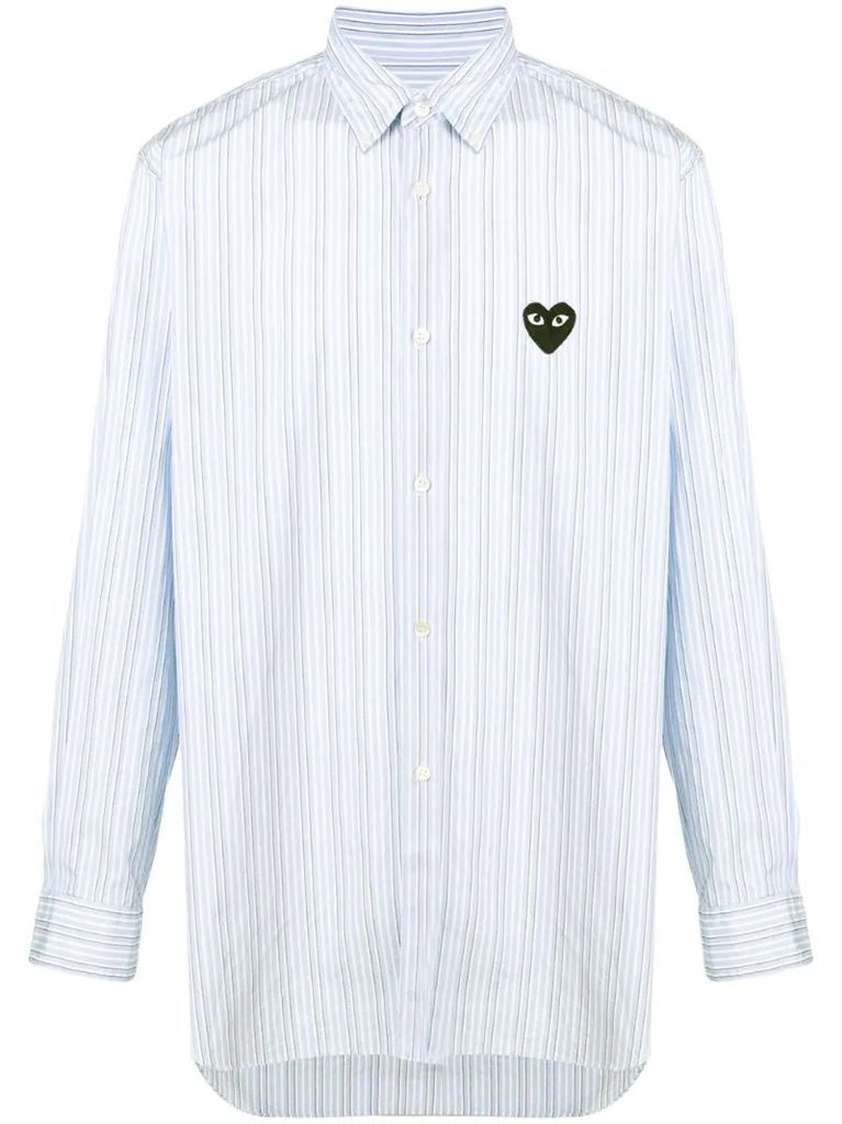 heart patch striped shirt