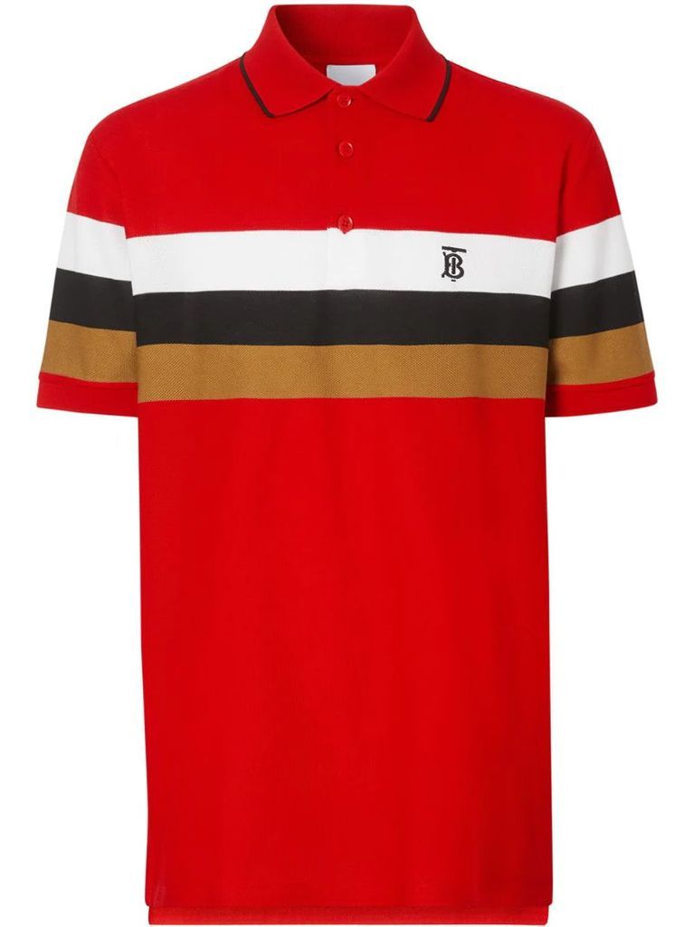 striped TB motif polo shirt