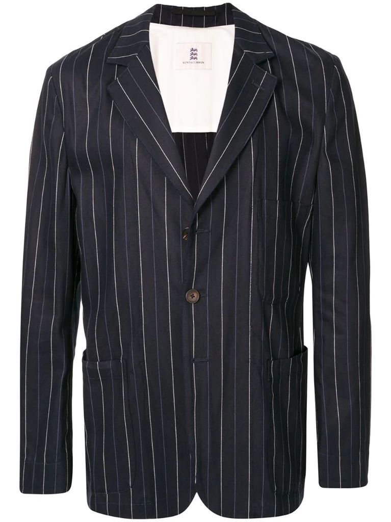 striped multi-pocket blazer jacket