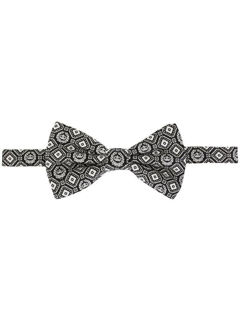 geometric print silk bow tie