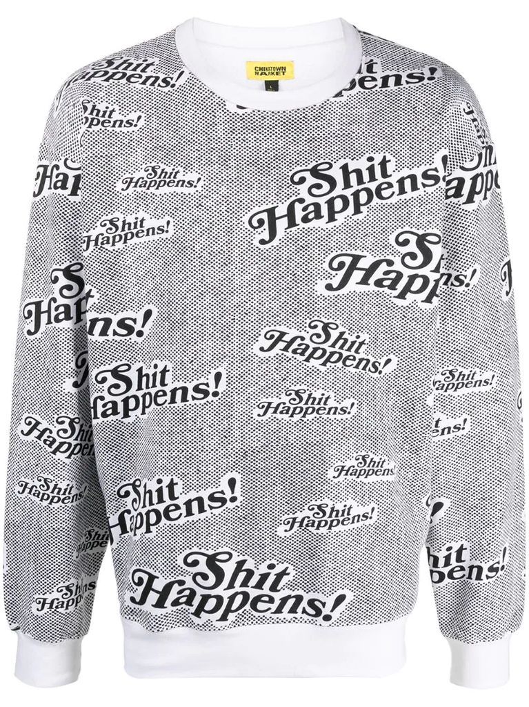 slogan print long-sleeved jumper