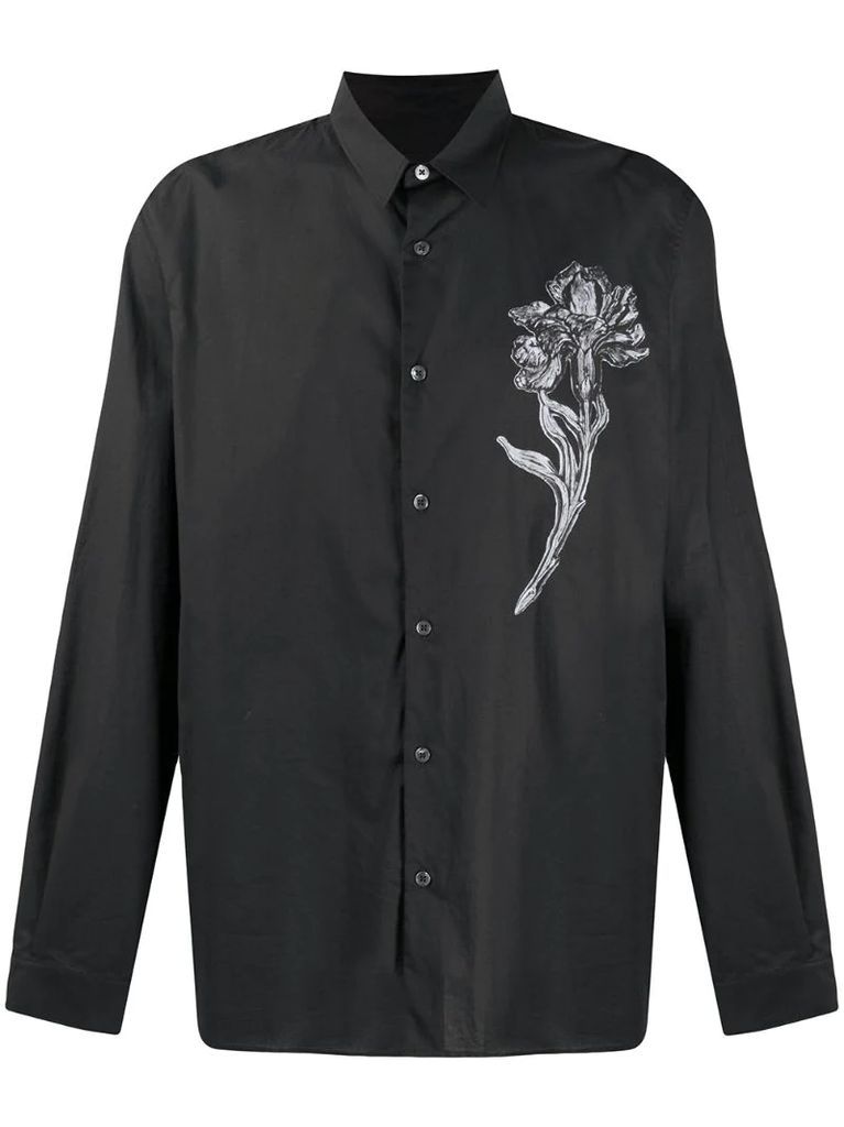 floral patch long-sleeved shirt