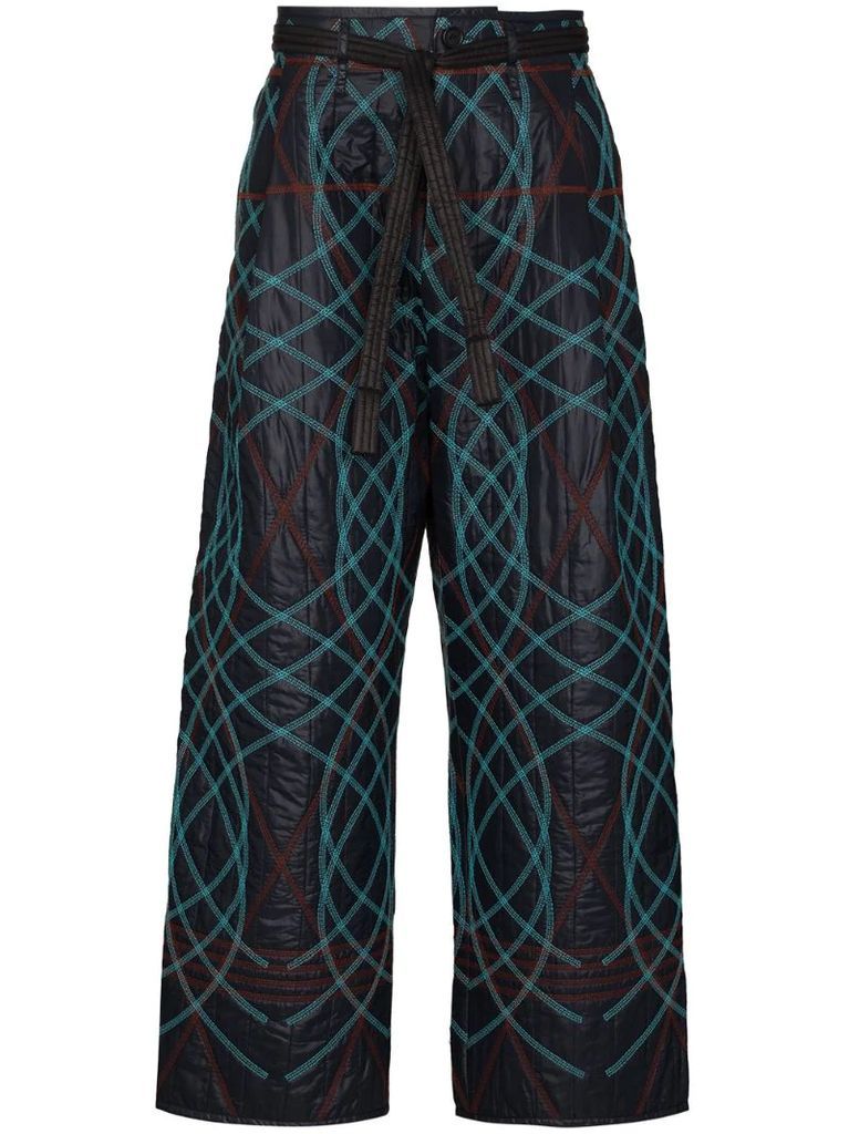 geometric embroidered trousers