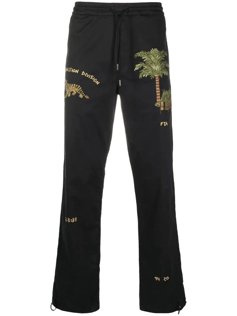 embroidered-detail trousers
