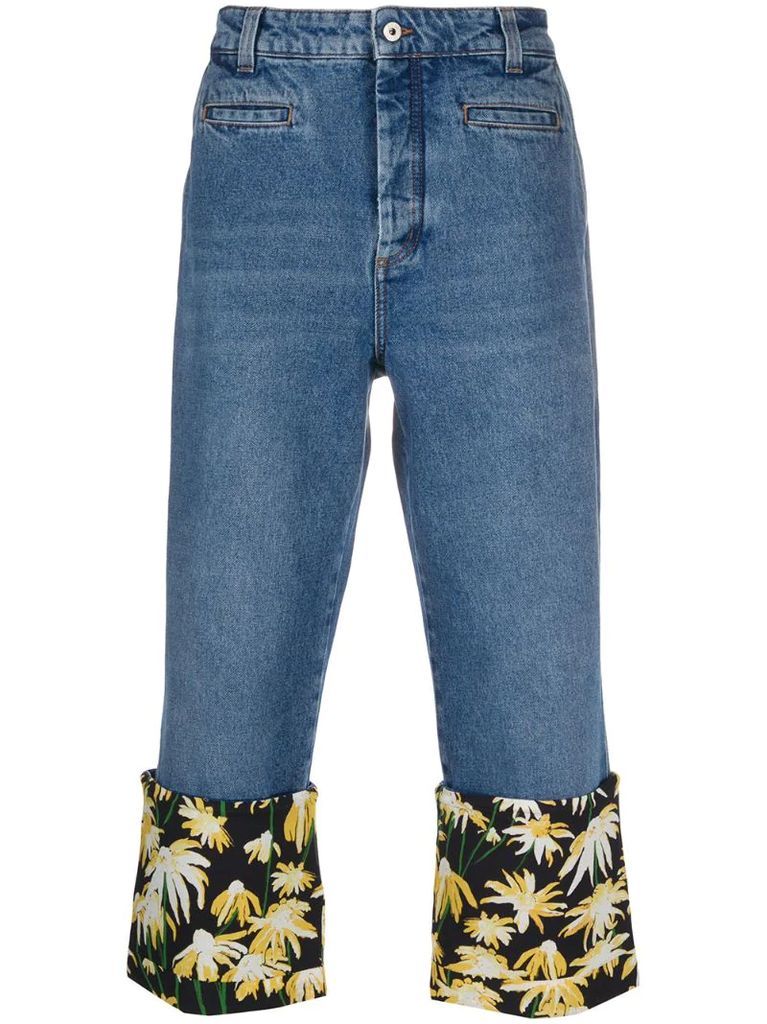 daisy-hem cropped straight-leg trousers
