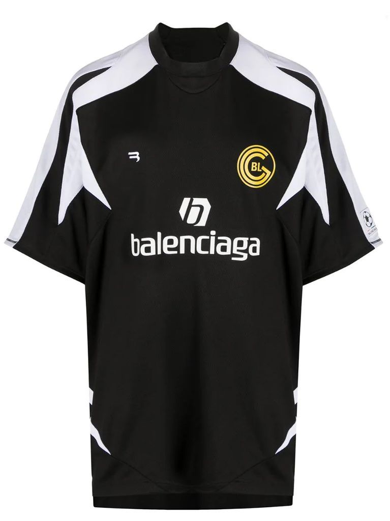 panelled logo soccer T-shirt