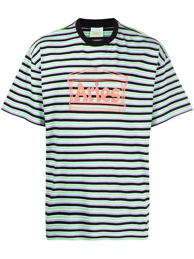 logo-print stripe-pattern T-shirt