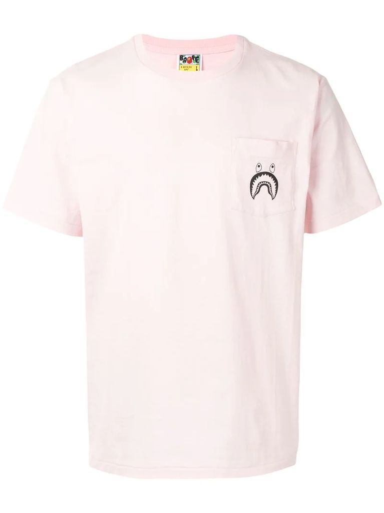 Shark patch-pocket cotton T-shirt