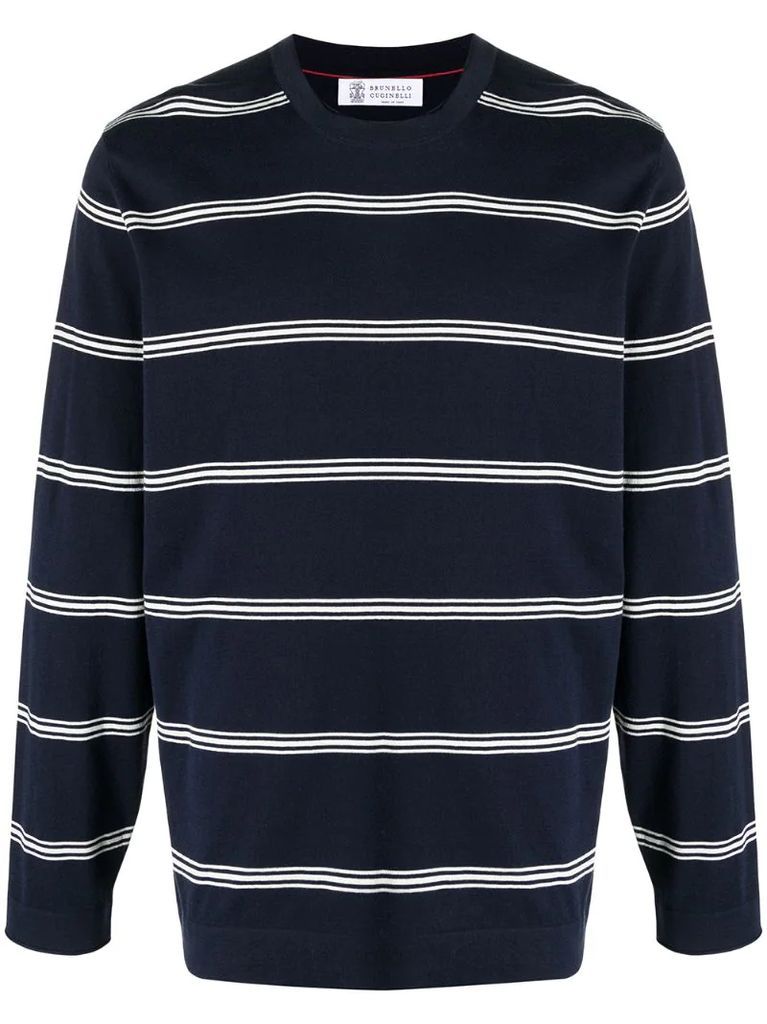 striped long-sleeved cotton top