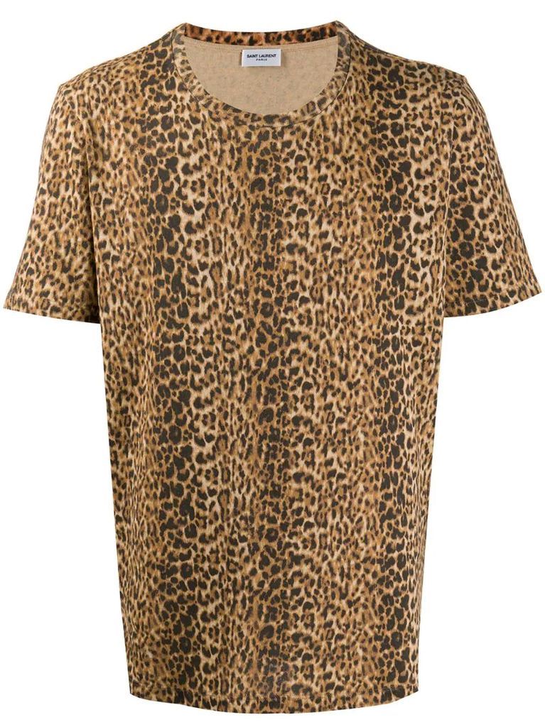 leopard-print knitted T-shirt