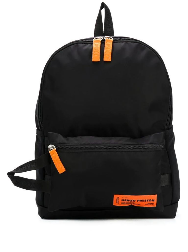 logo patch top handle backpack