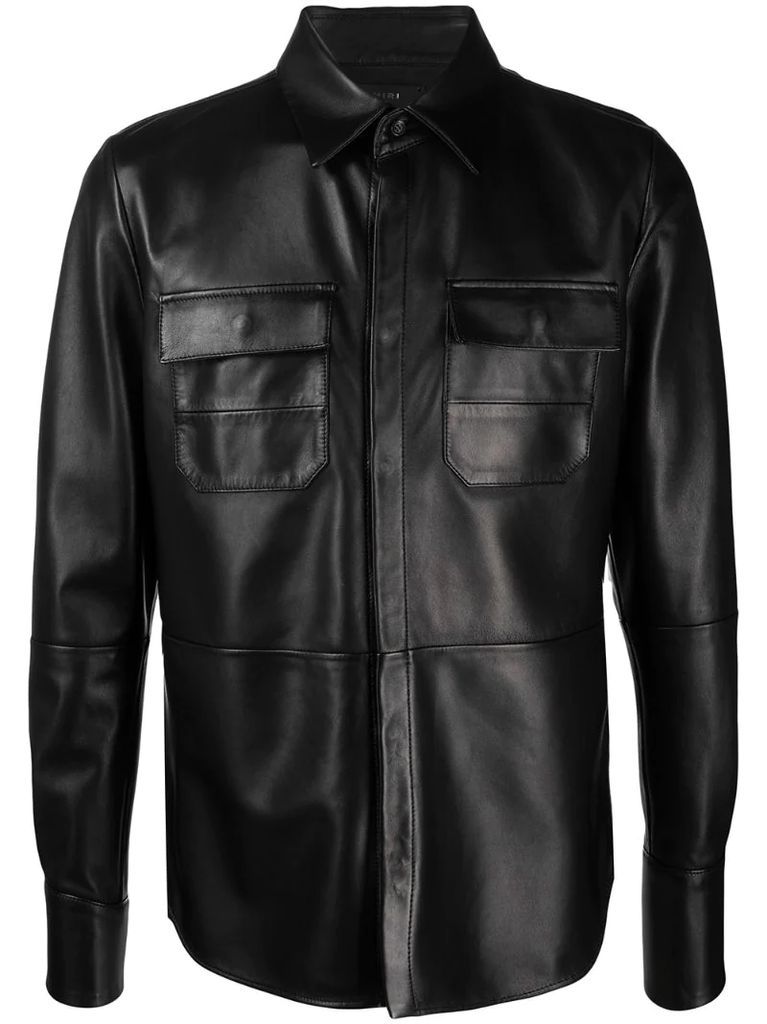 leather button shirt