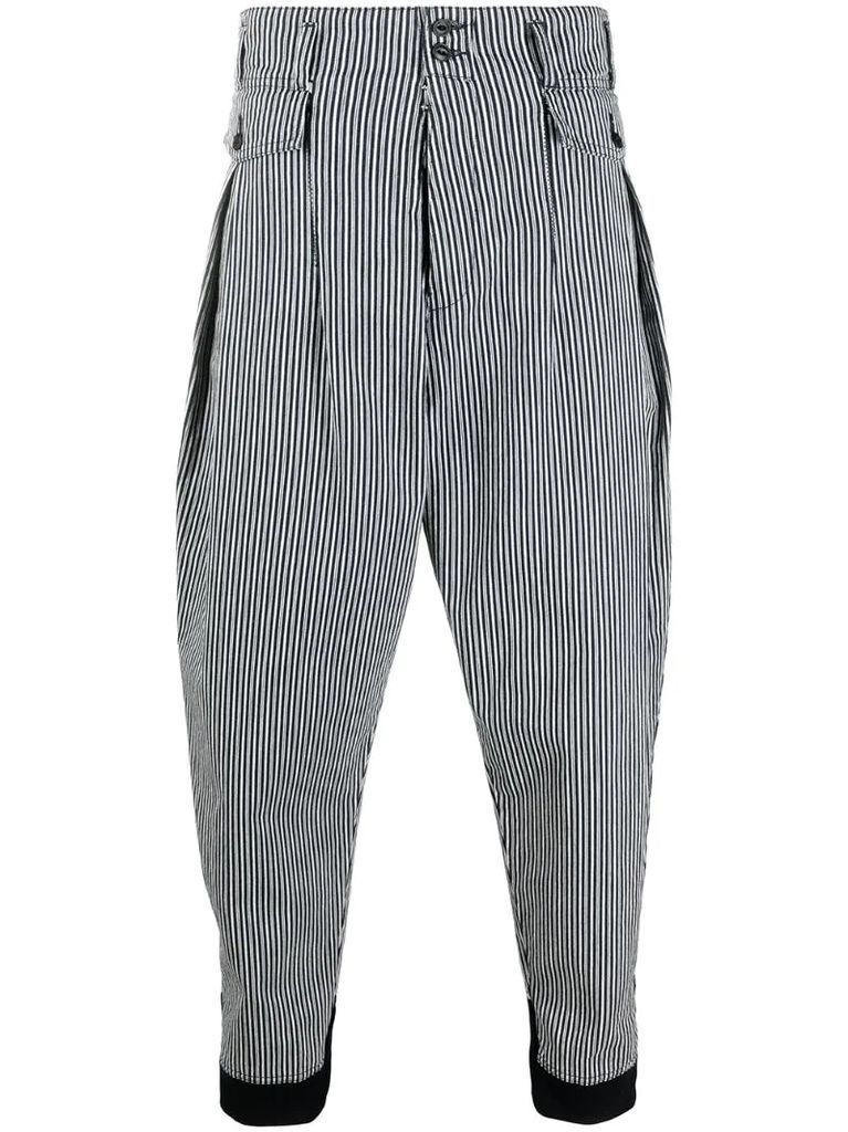 high-waist striped work trousers