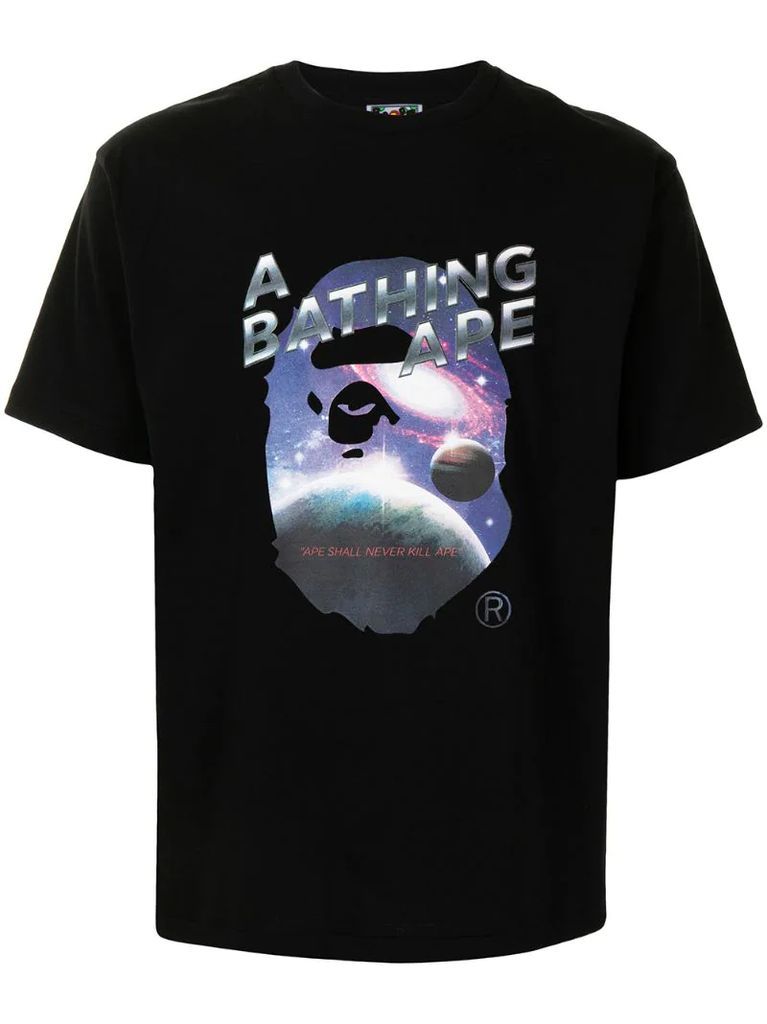 cosmic ape head print T-shirt