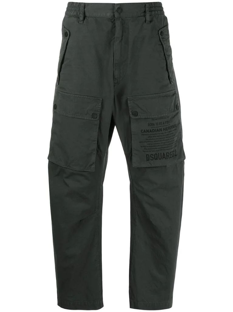 printed logo cargo trousers