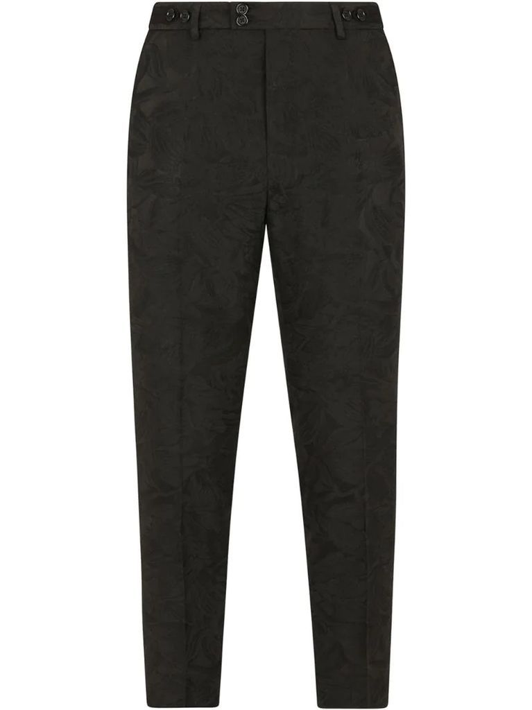floral jacquard tailored trousers