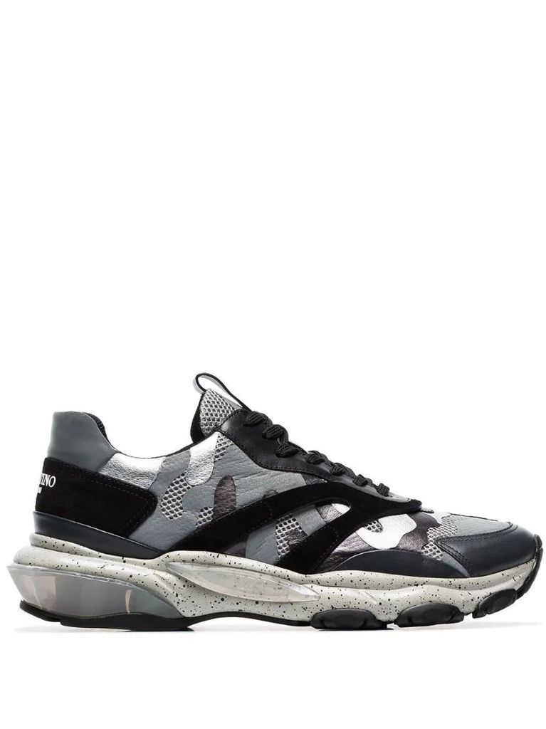 grey Bounce camo print leather sneakers