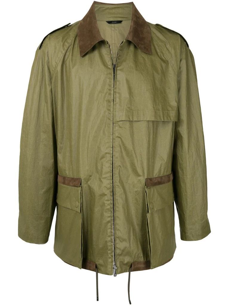 zip-up collared jacket