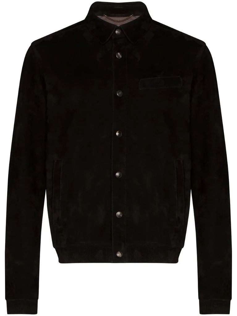 suede buttoned shirt jacket