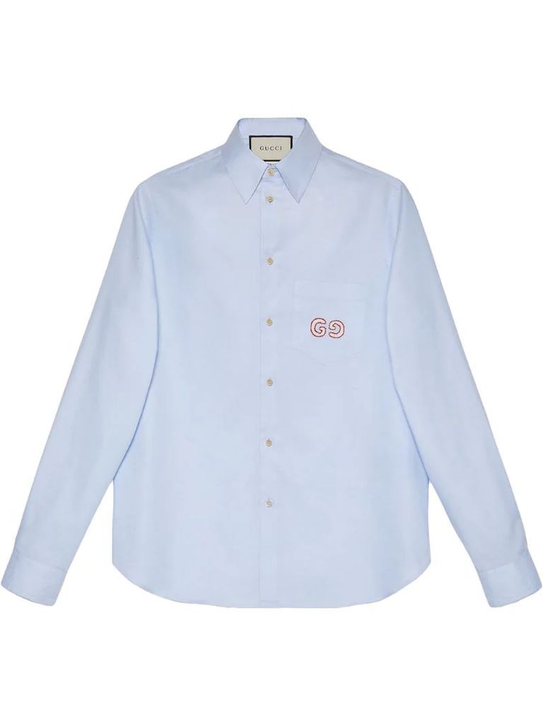 Oxford cotton shirt with GG