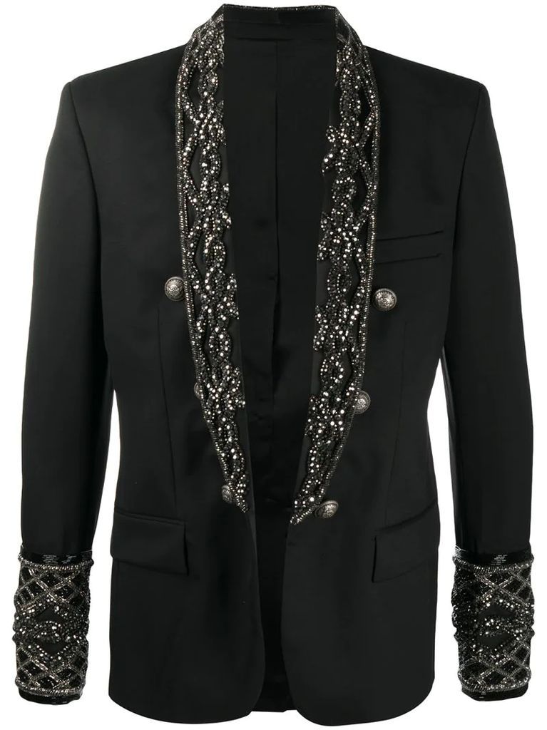 embroidery double-breasted blazer