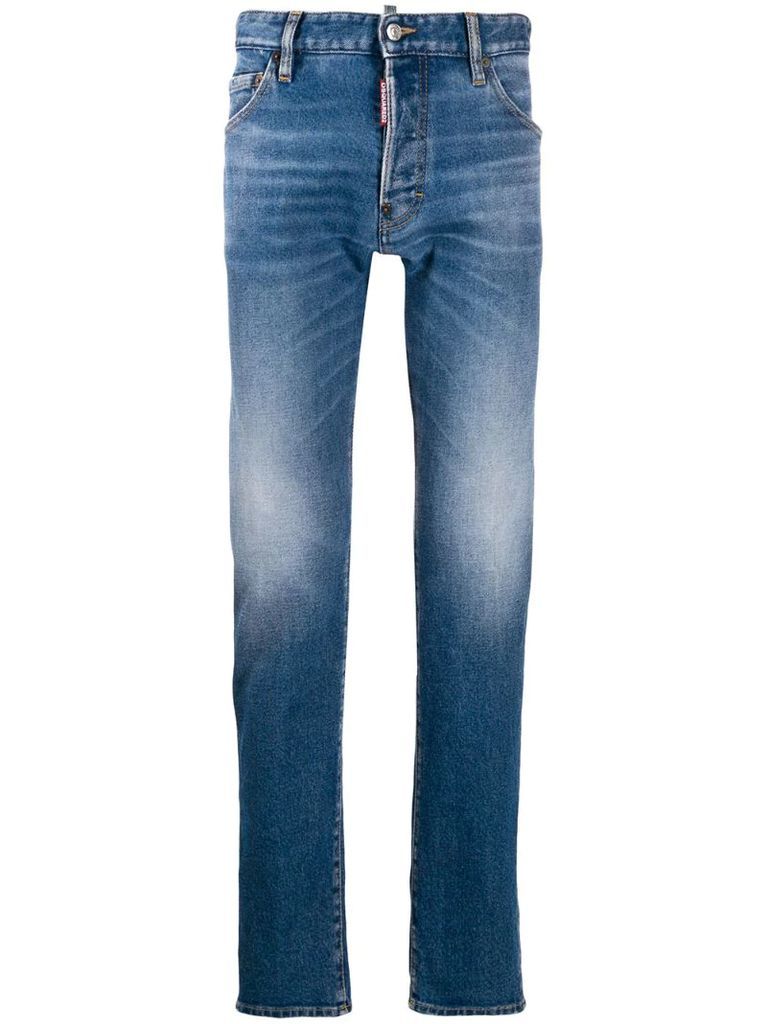 stonewashed straight-leg jeans