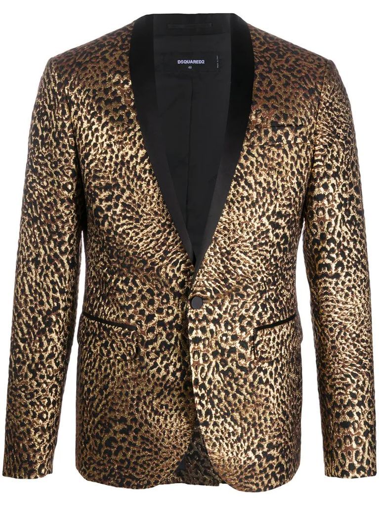 leopard shawl lapel jacket