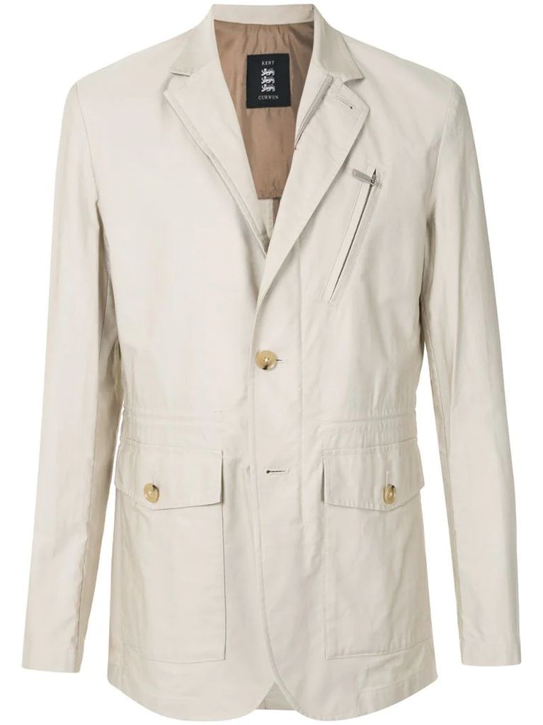 multi-pocket fitted blazer jacket