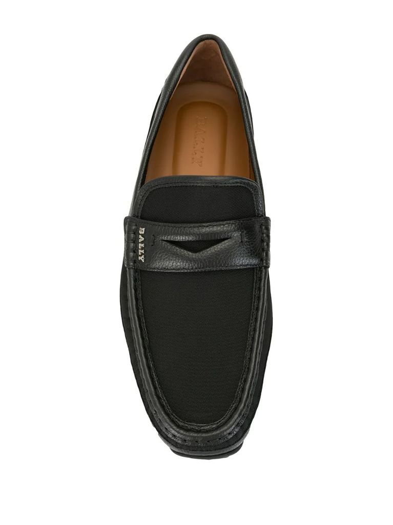 leather-trimmed canvas loafers