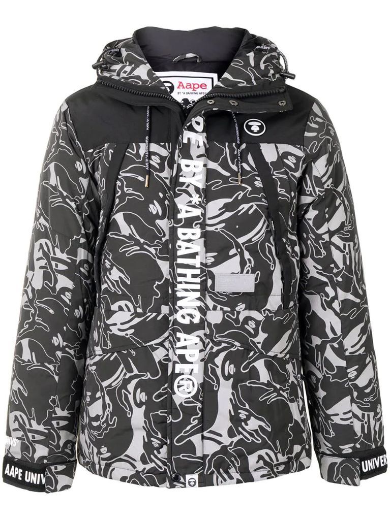 camouflage print hooded padded jacket