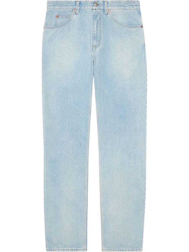 regular fit stone-bleached jeans