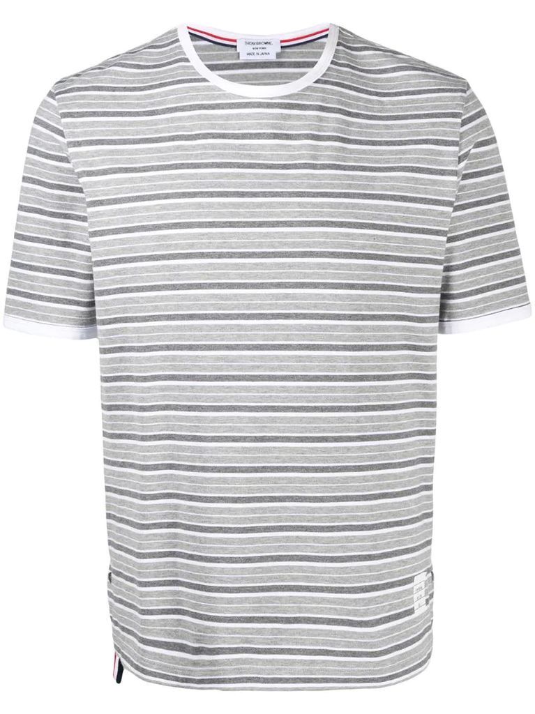 bar stripe short-sleeve ringer T-shirt