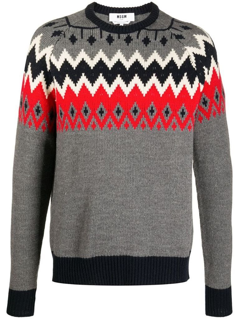 zig-zag intarsia knit jumper