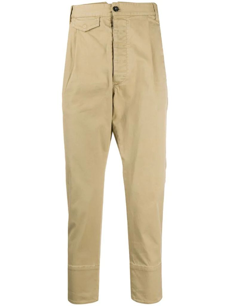 pleated-front cropped trousers