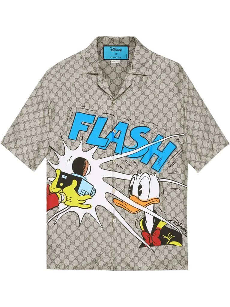 x Disney Donald Duck-print silk bowling shirt