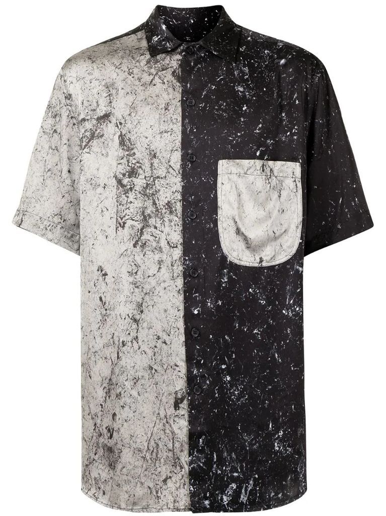 paint splatter-print panelled shirt