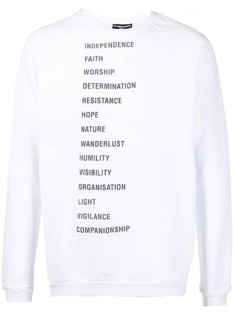 slogan print patchwork sweatshirt