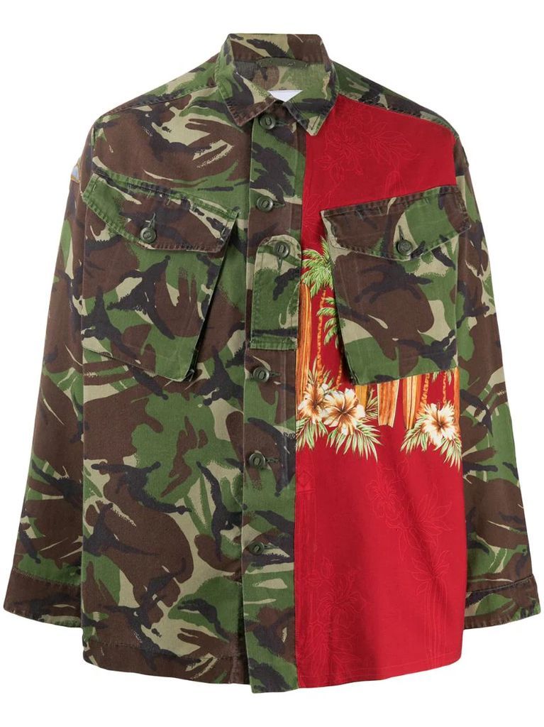 panelled camouflage shirt jacket