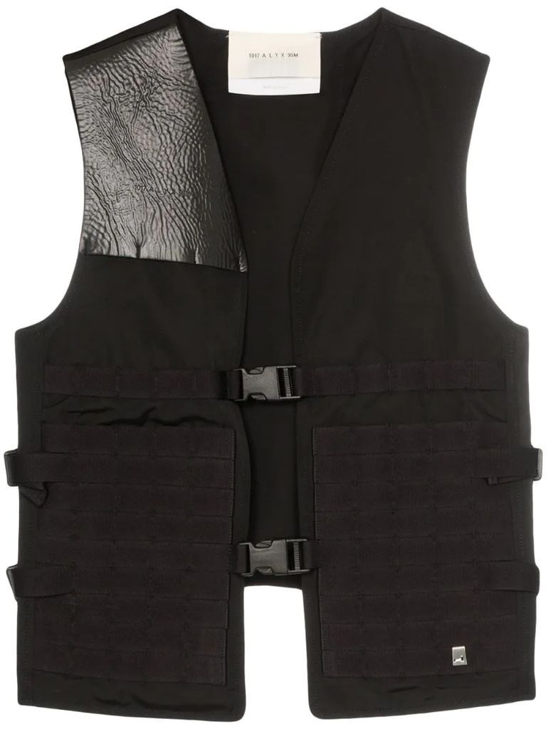 faux leather panel sleeveless vest