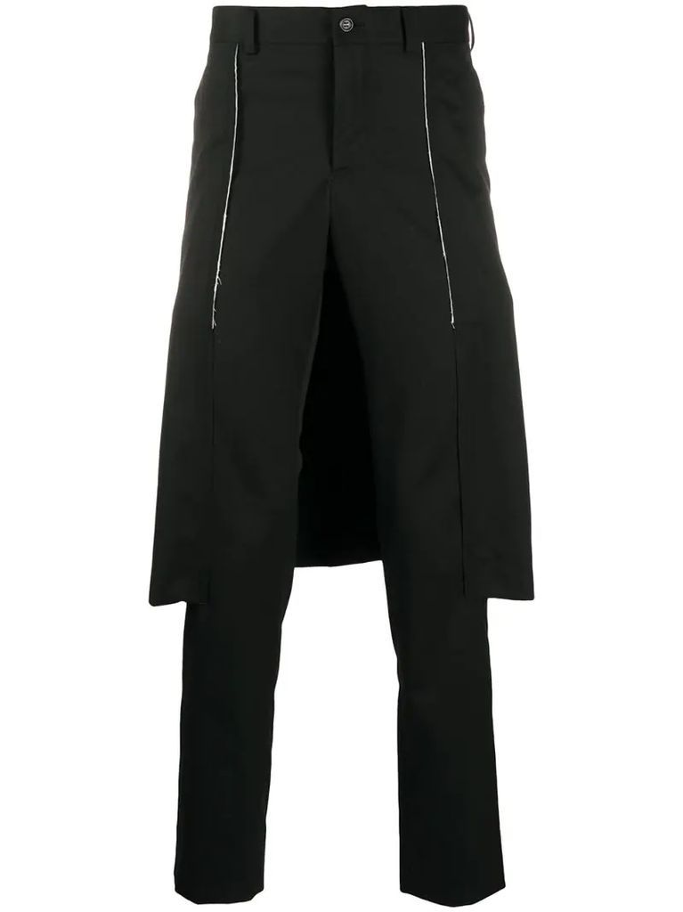 slim fit layered style trousers