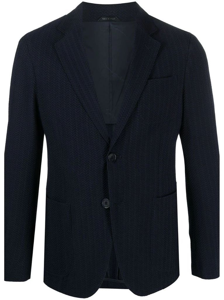 chevron patterned multi-pocket blazer