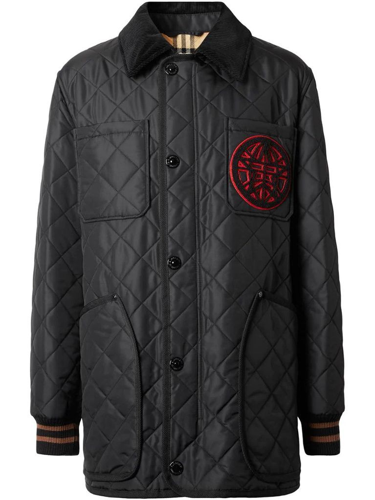 varsity quilted barn jacket