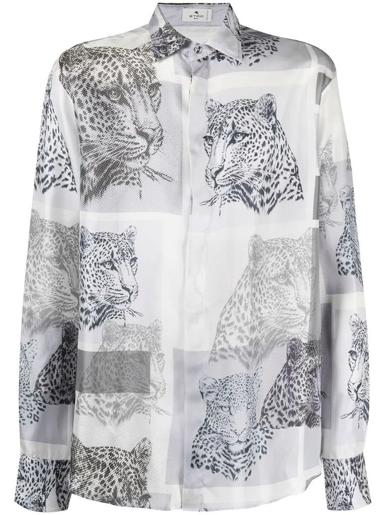 tiger print silk shirt