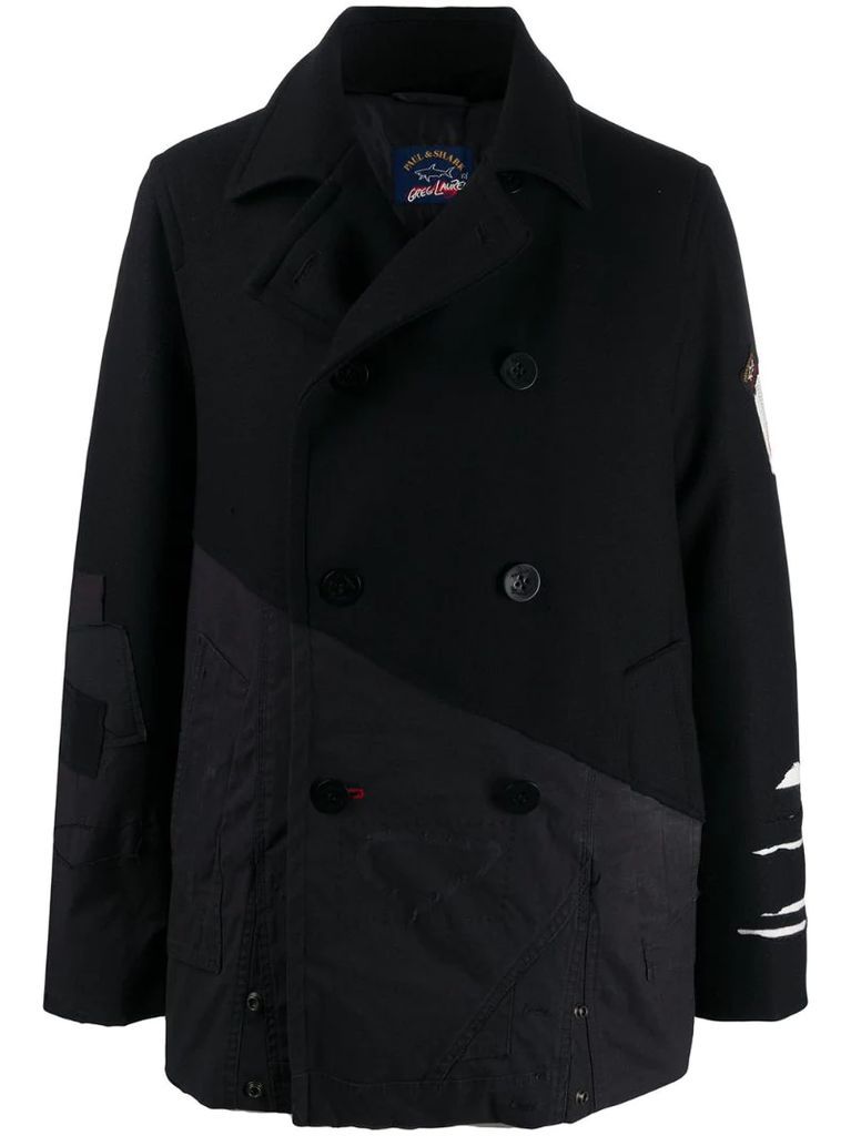 contrast panel distressed peacoat