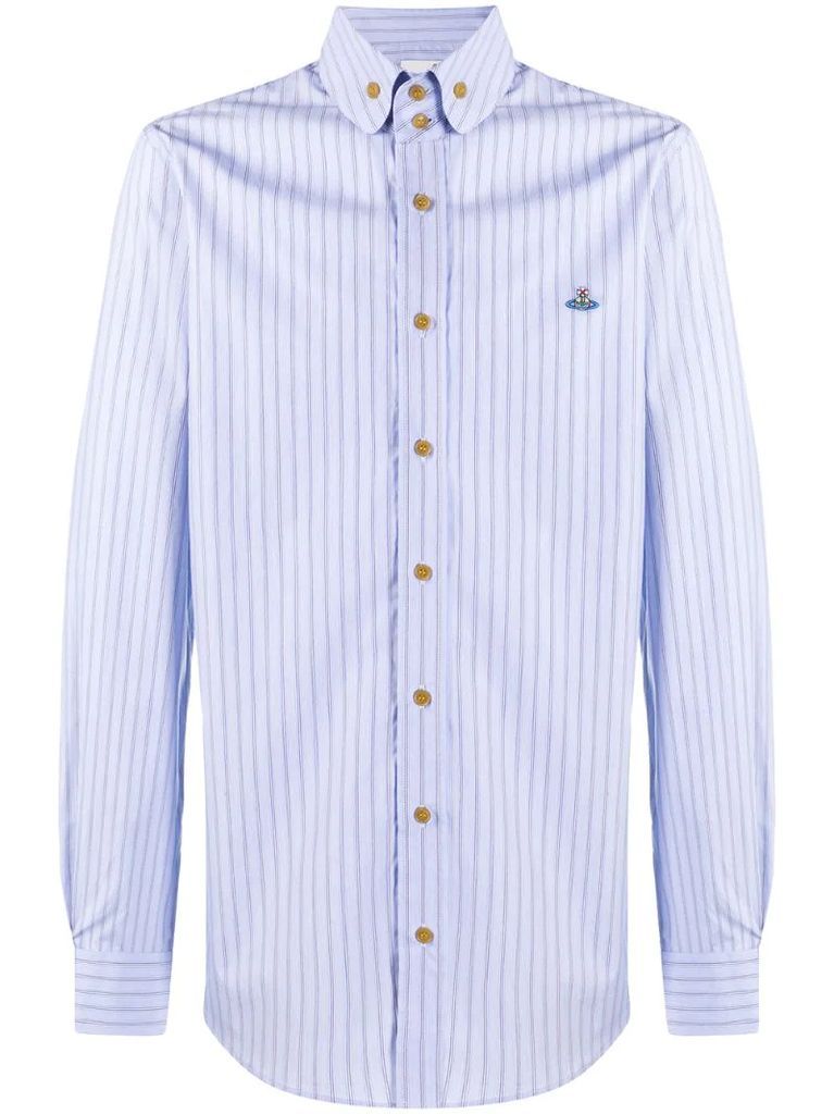 striped button down cotton shirt
