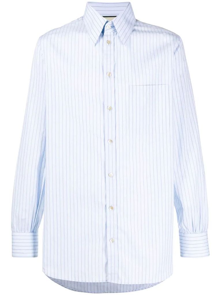 embroidered pinstripe cotton shirt