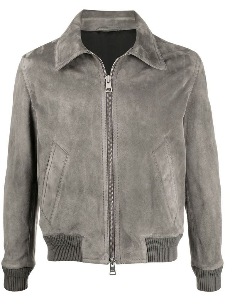 zipped suede jacket