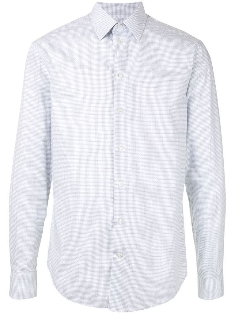 micro-check patterned curved hem shirt