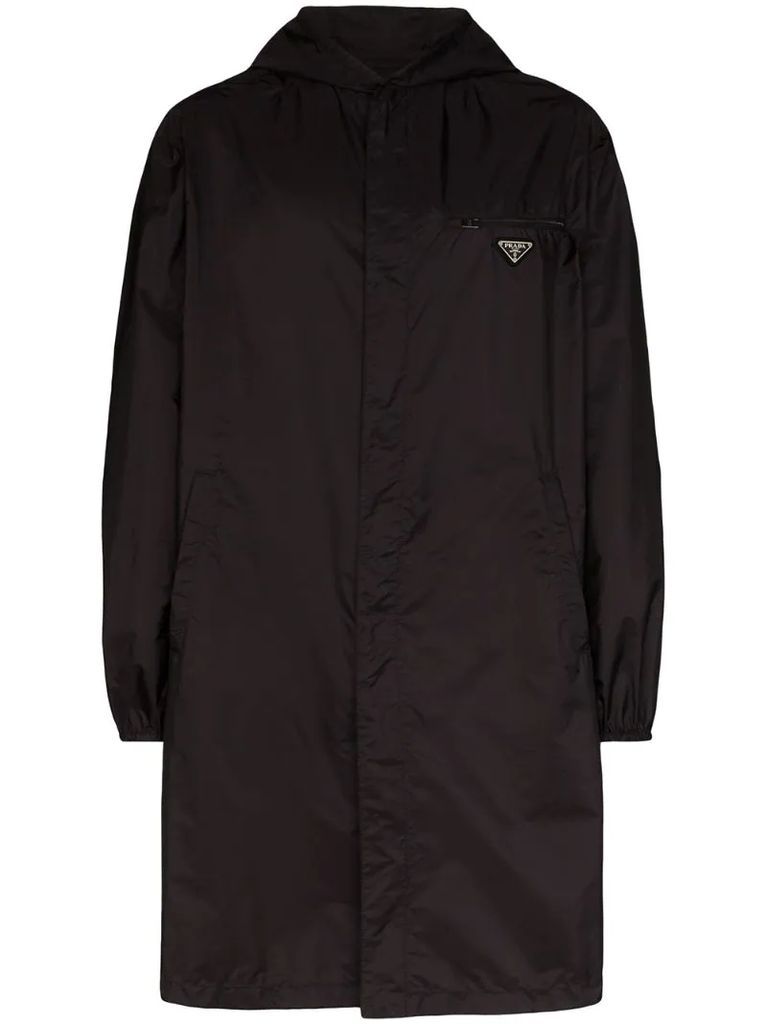 logo-embellished hooded nylon coat