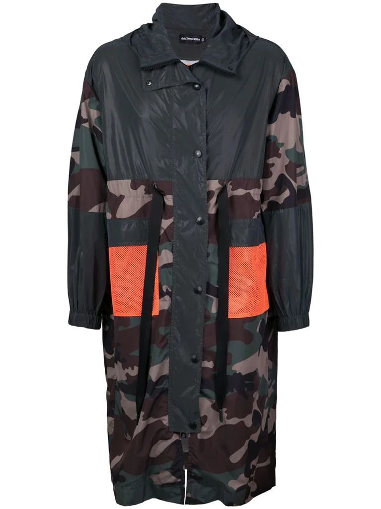 camouflage print parka coat